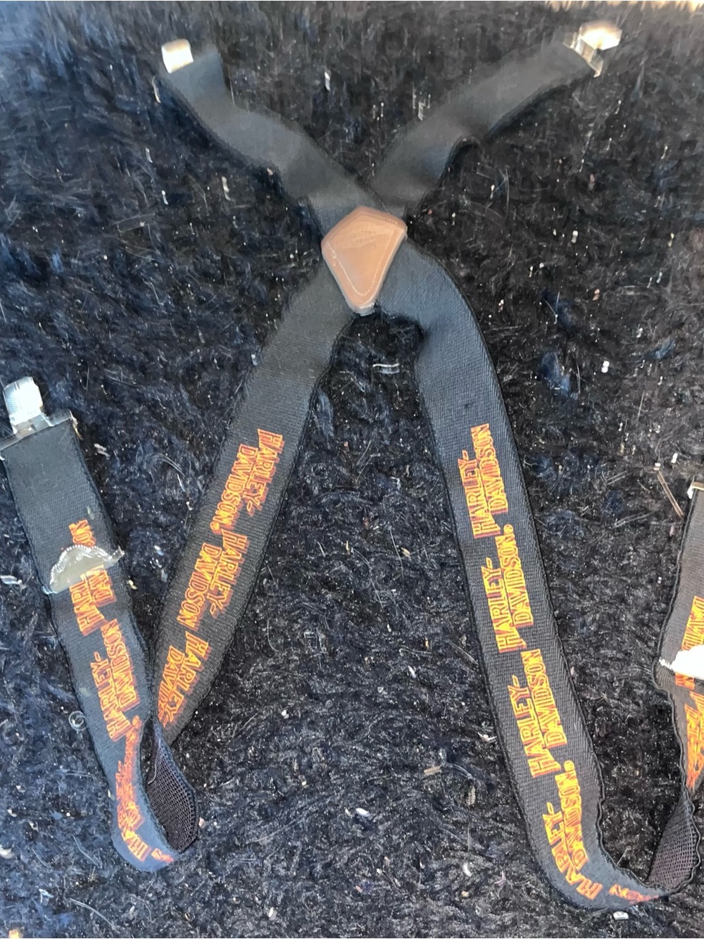 Harley-Davidson Black Suspenders with Orange Logo Trim